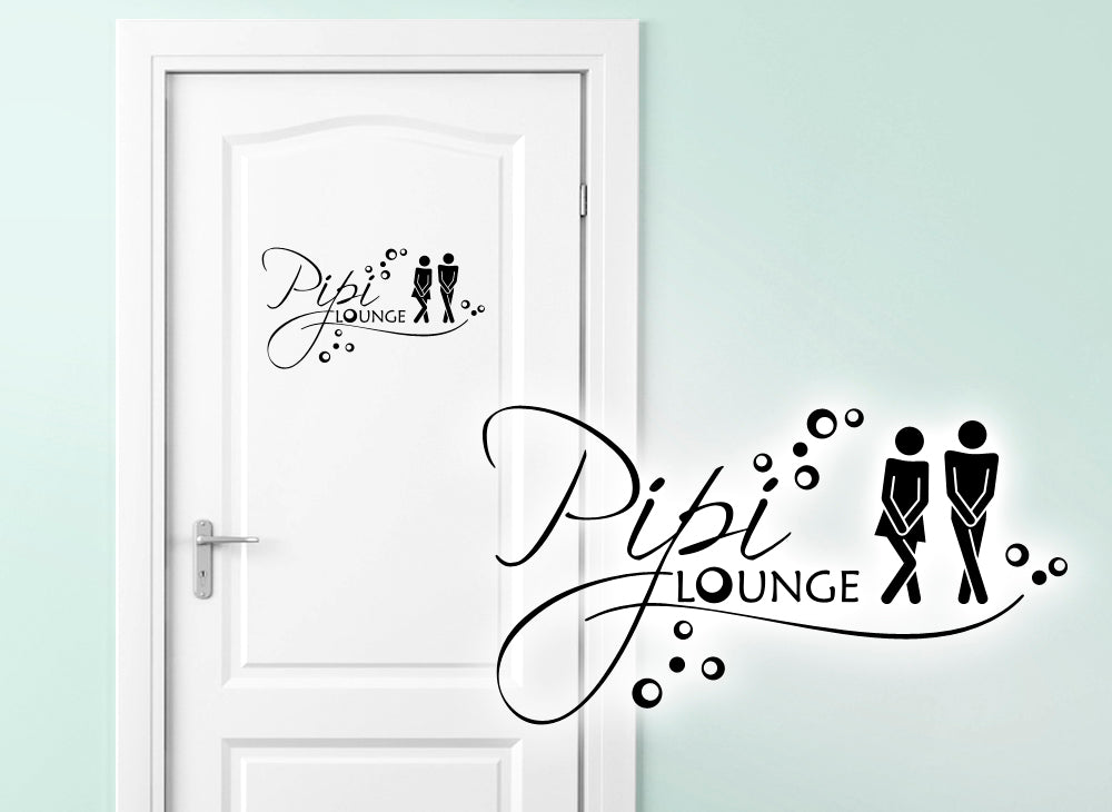 A003 Tür-/Wandtattoo 'WC Lounge' In Silber – 50x28 Cm, Selbstklebend & Rückstandslos Entfernbar