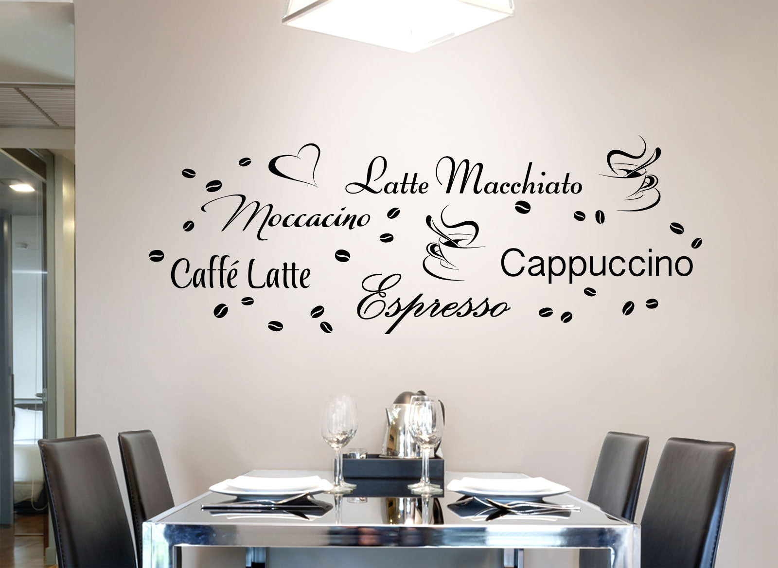 Adesivo Murale Grandora Tipi Di Caffè – Set Creativo Nero Per Cucina, Rimovibile, Con Istruzioni