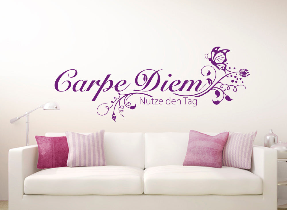 Wandtattoo 'Carpe Diem' 88x60 Cm – Beige, Selbstklebend, Seidenmatt, Für Innen