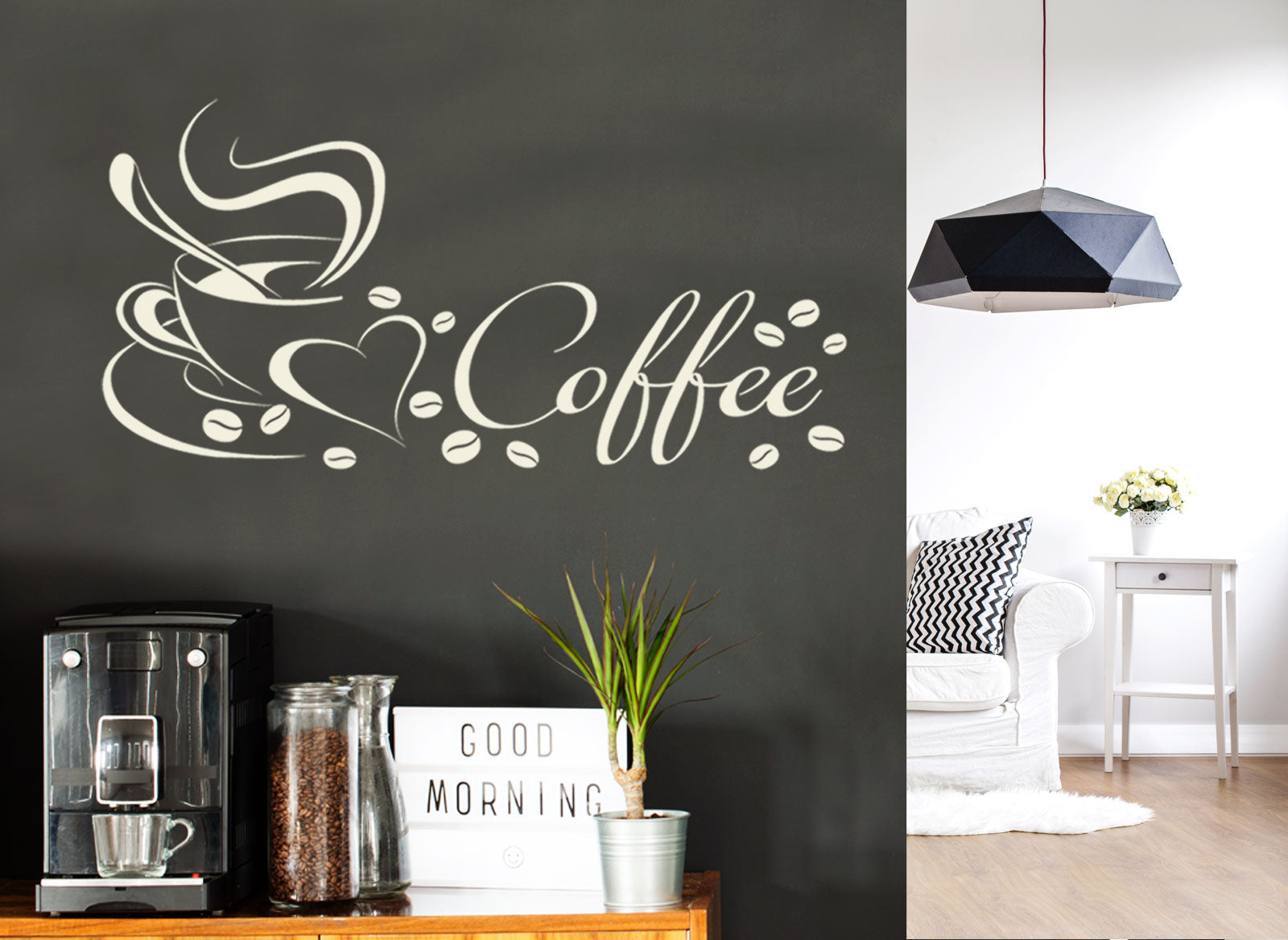 Grandora Wandtattoo Kaffetasse Herz I Azurblau (BxH) 30 X 34 Cm I Kaffee Tasse Bohnen Selbstklebend Küche Aufkleber Wandaufkleber Wandsticker W3040